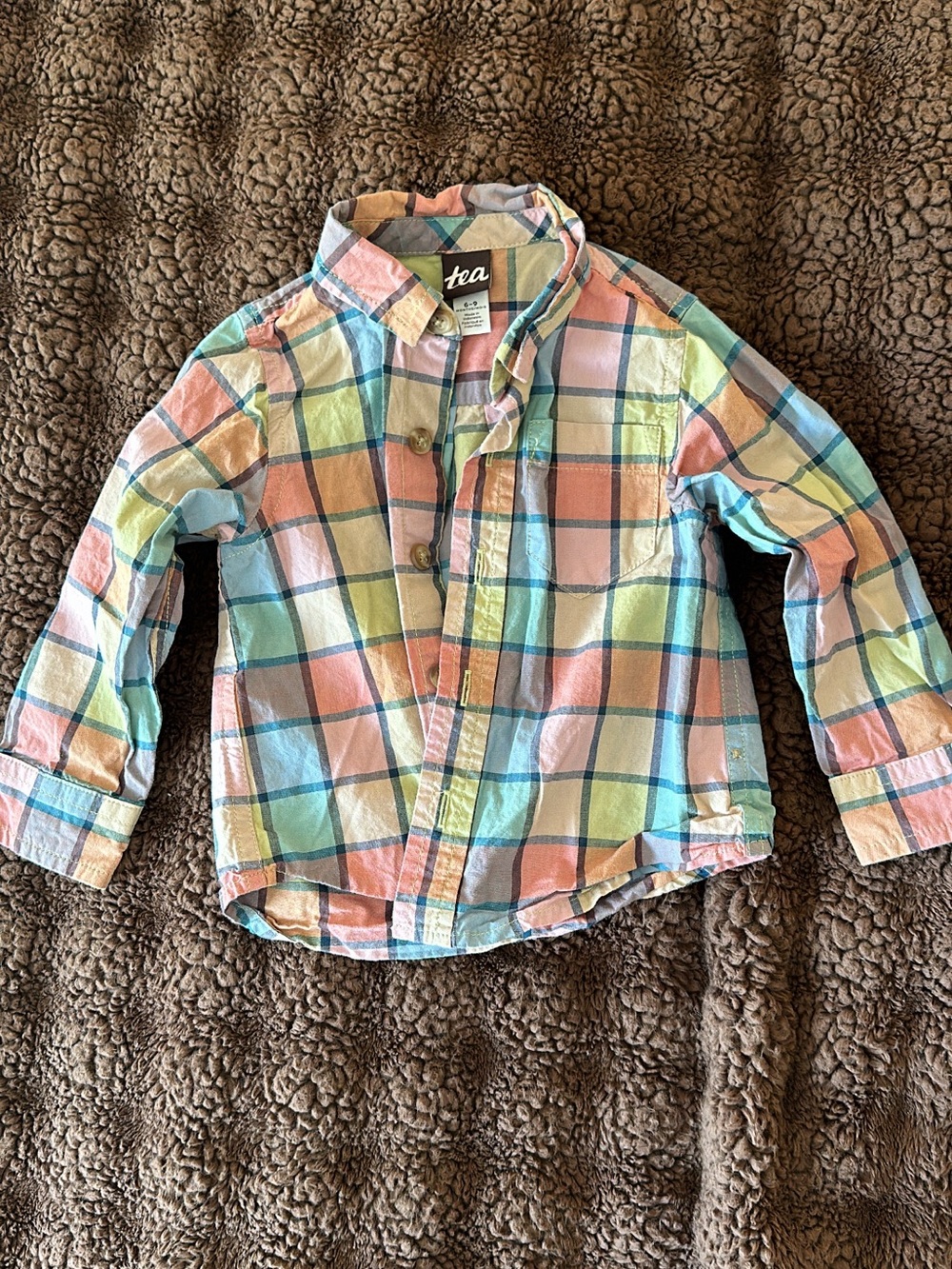 Tea Collection Pastel Plaid Button-Down Shirt - Pink, Blue, Yellow, Green
